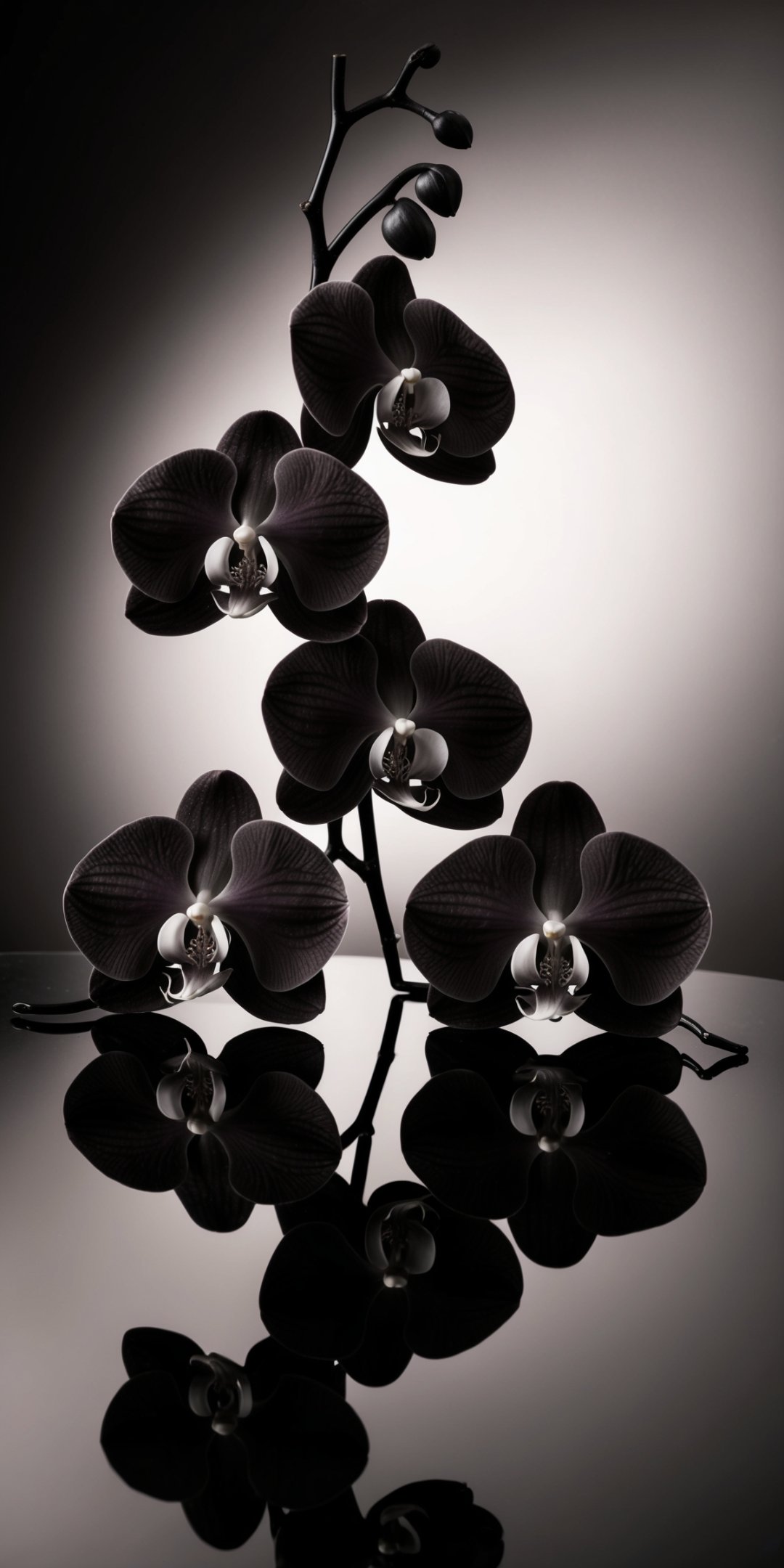 Elegant Black Orchids With Delicate Petals And Sub
