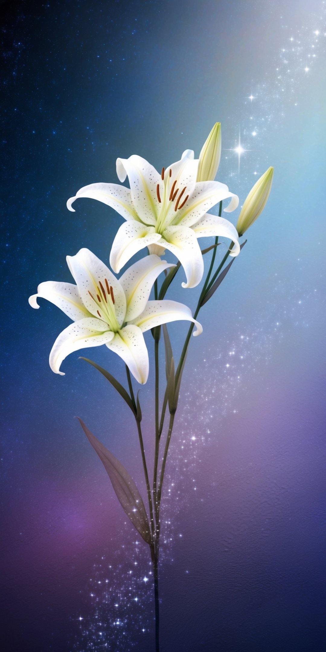 Delicate Celestial Lilies With Intricate Starry Te