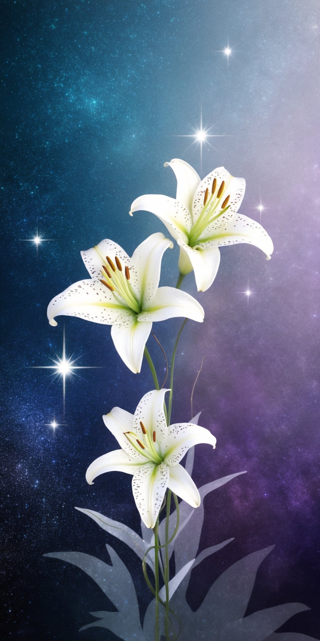 Delicate Celestial Lilies With Intricate Starry Te