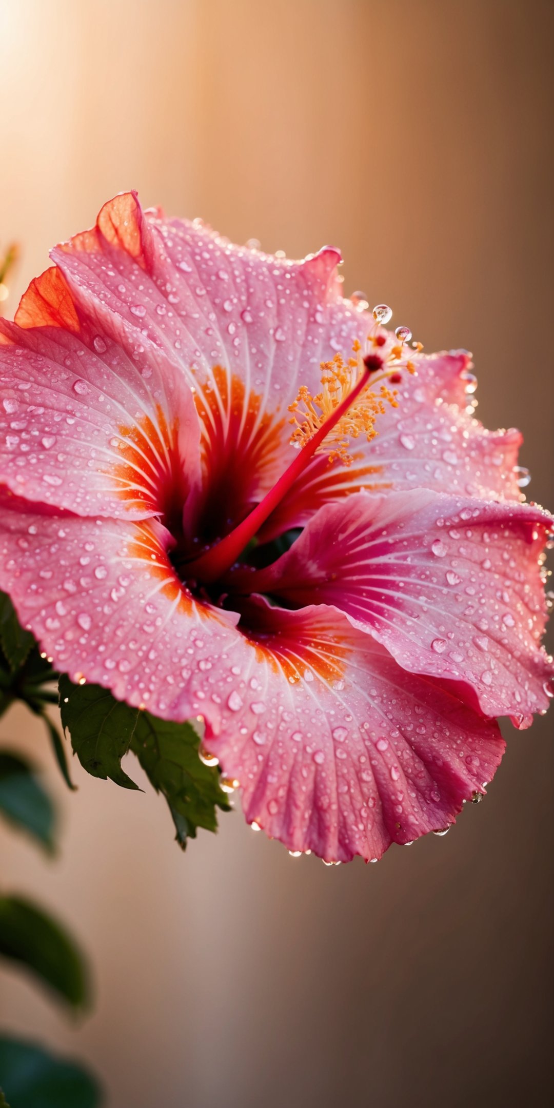 Closeup Of A Large Delicate Hibiscus Flower With I