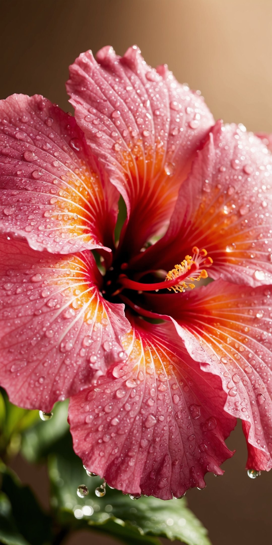 Closeup Of A Large Delicate Hibiscus Flower With I