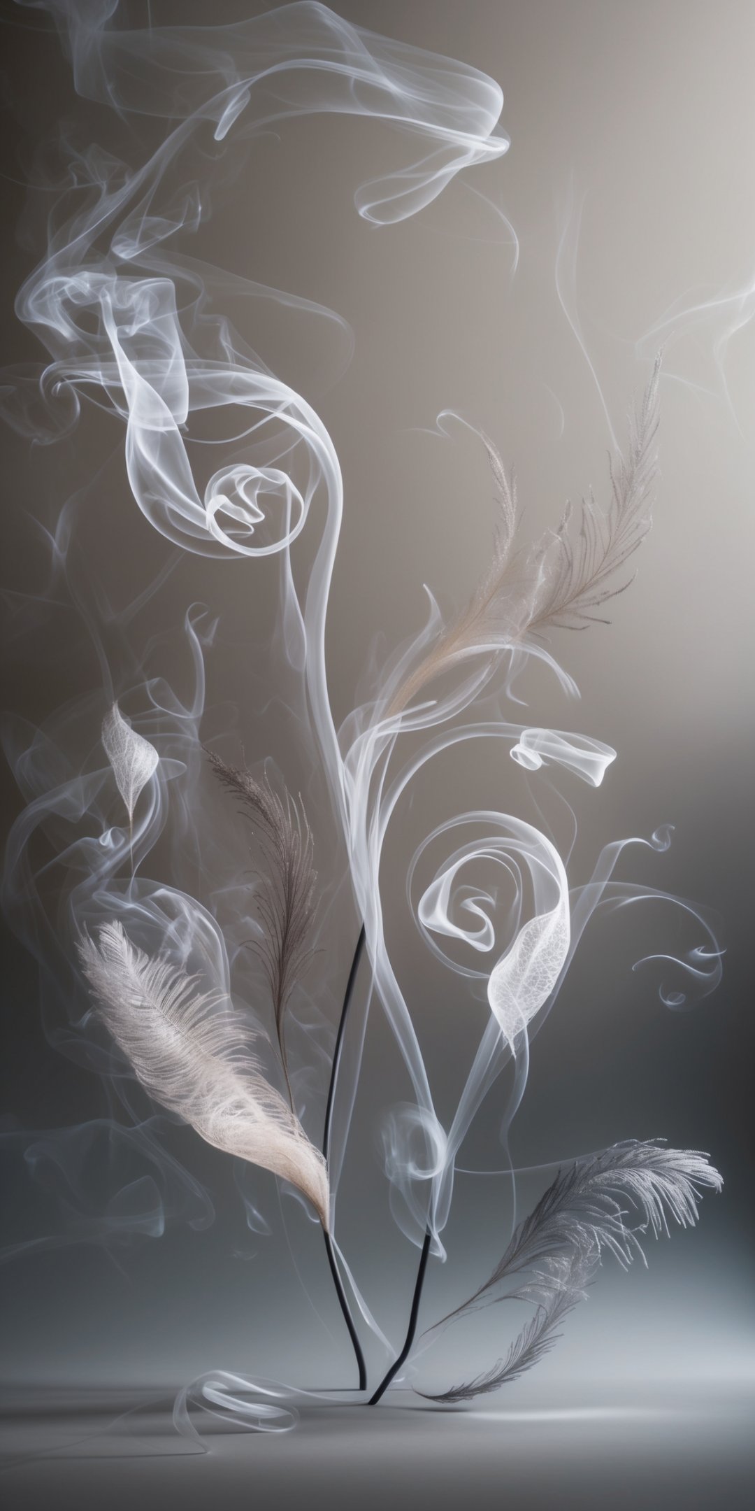 Abstract Floral Shapes Made Of Wispy Smoke And Sof