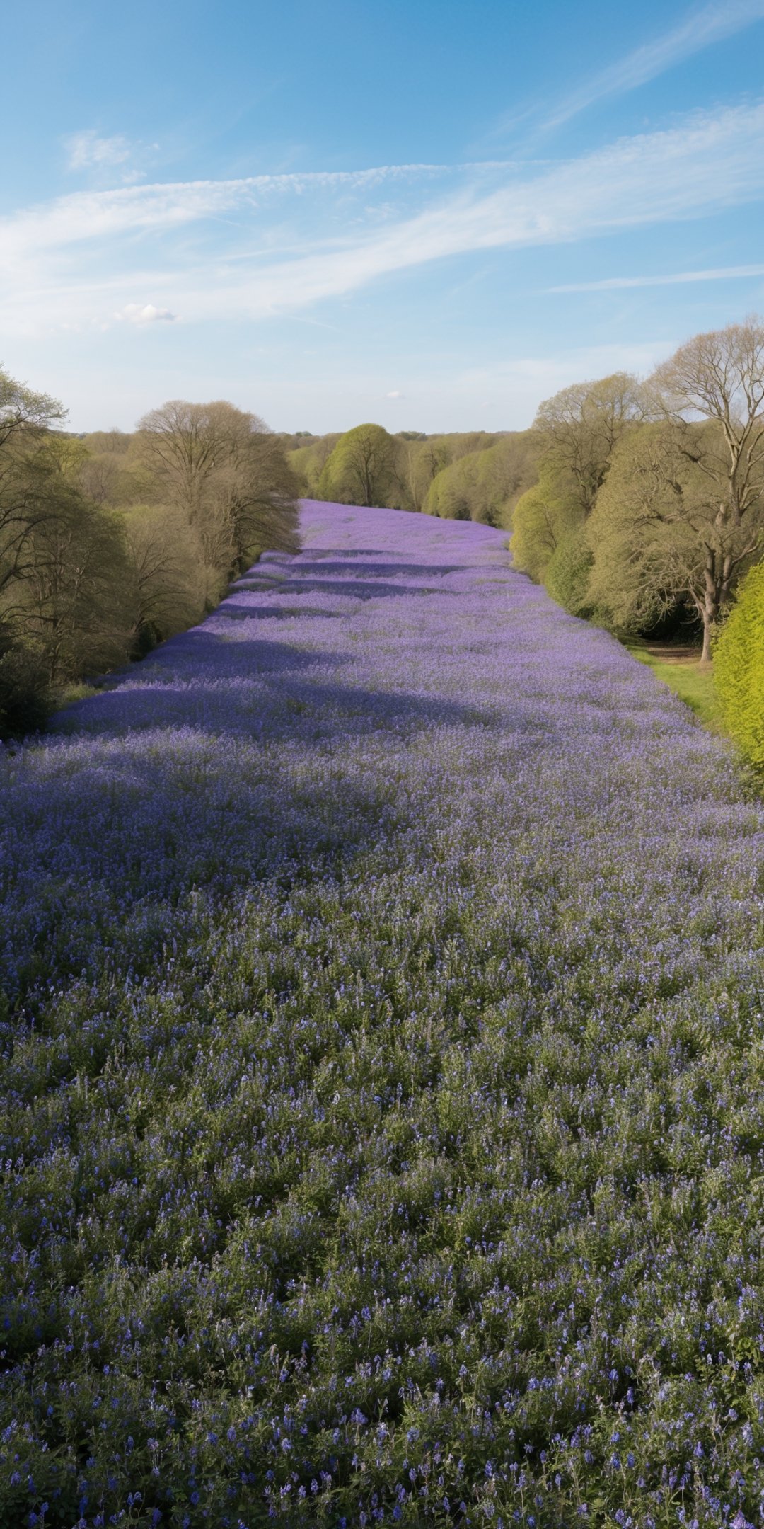 A Vast Expanse Of Delicate Bluebells Forms A Vibra