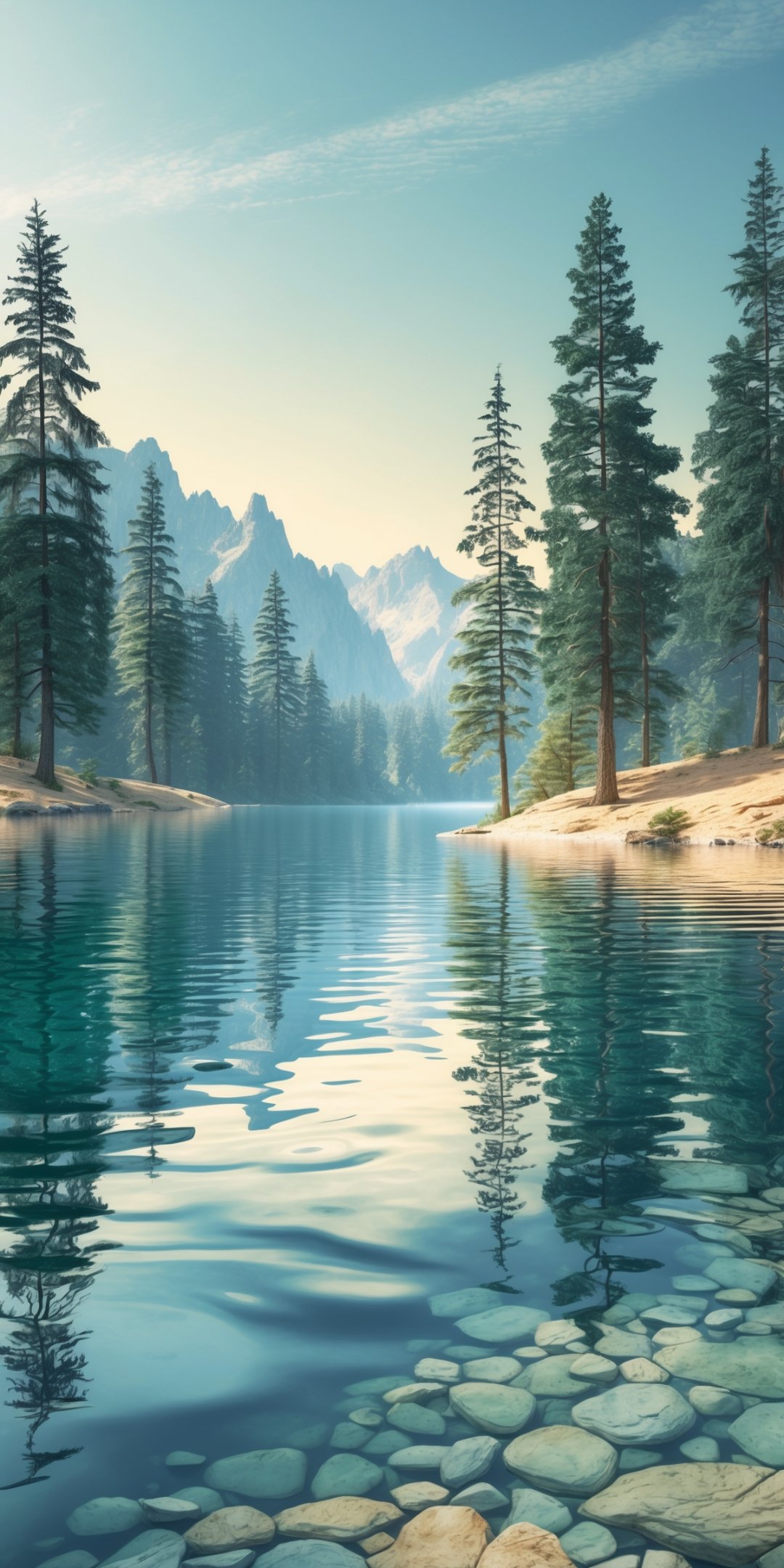 Crystalclear Mountain Lake With Gentle Ripples Ref