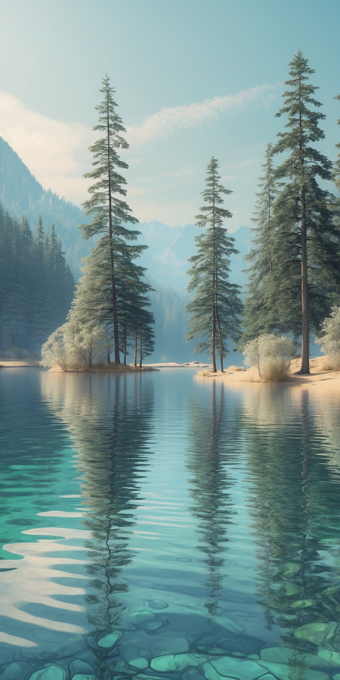 Crystalclear Mountain Lake With Gentle Ripples Ref