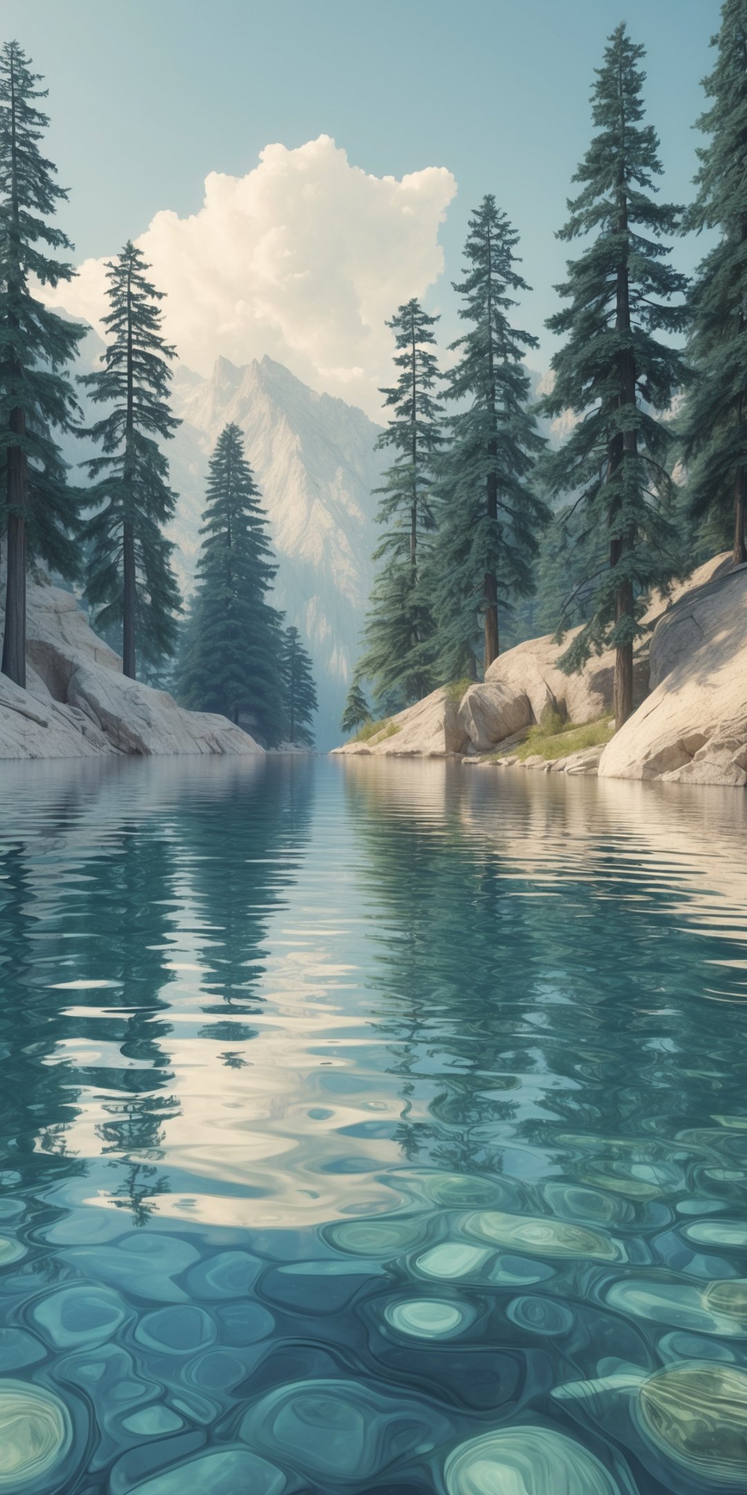 Crystalclear Mountain Lake With Gentle Ripples Ref