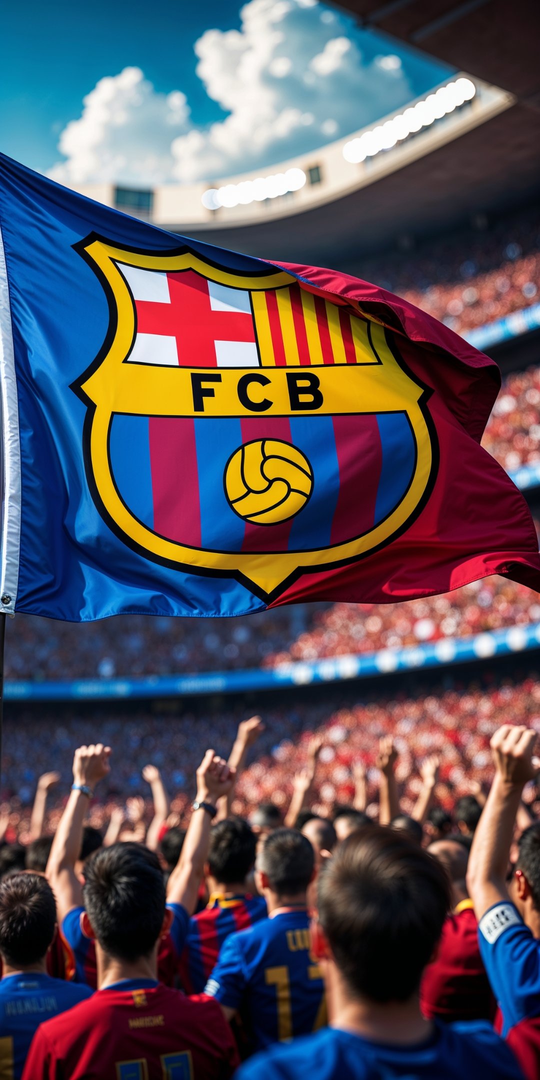 A Cinematic Photo Of A Unique FC Barcelona Flag Wa