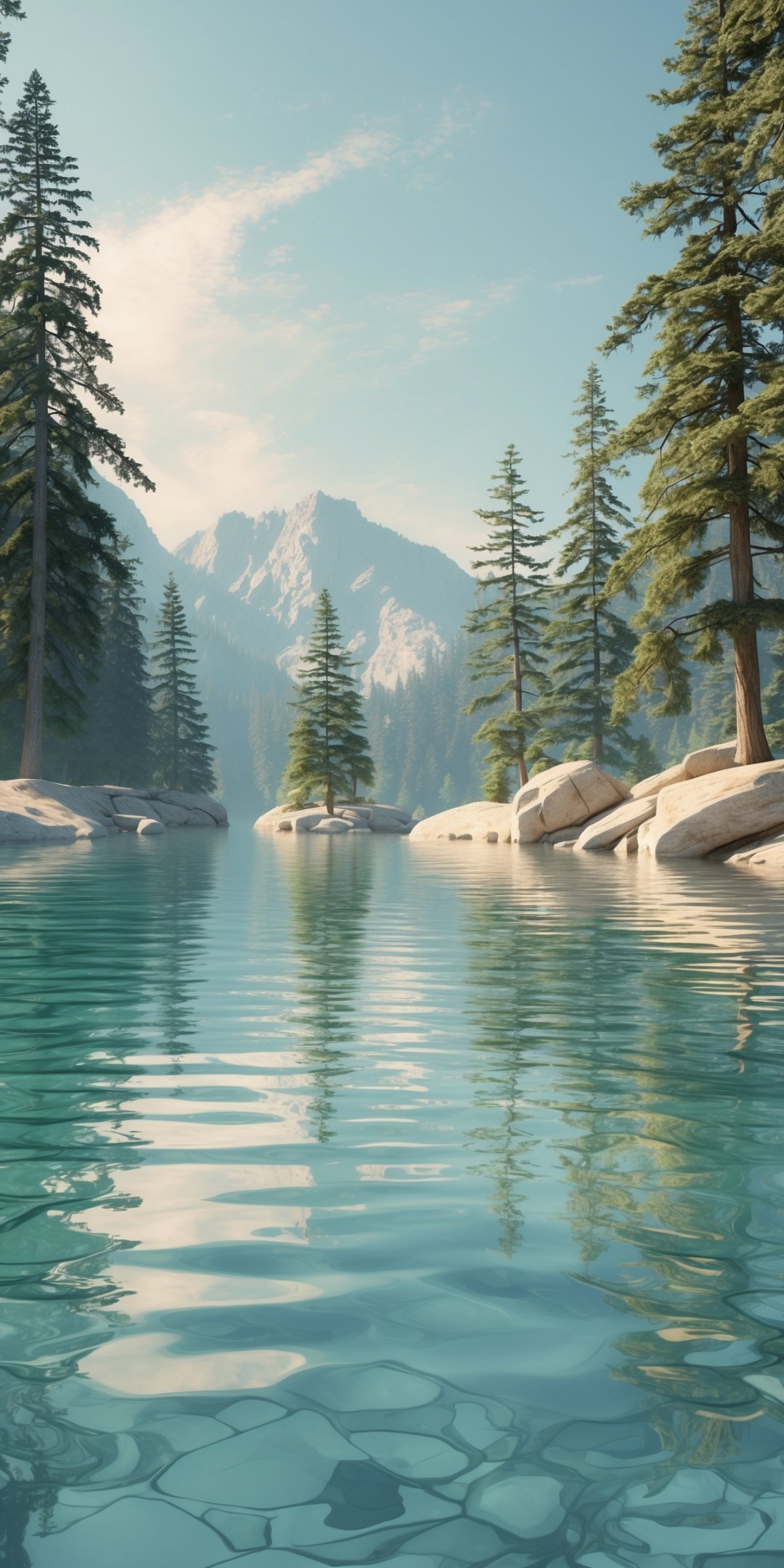 Crystalclear Mountain Lake With Gentle Ripples Ref