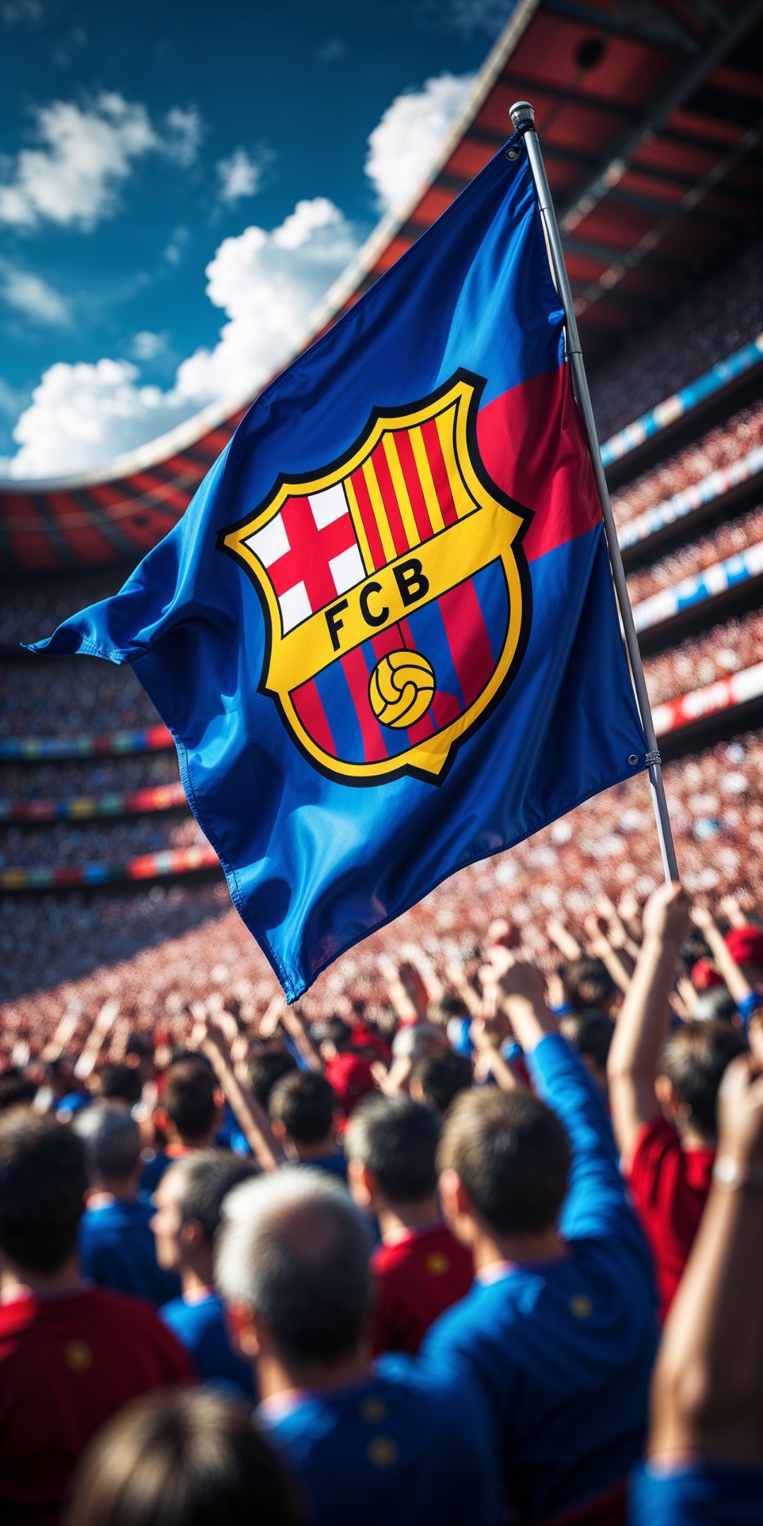 A Cinematic Photo Of A Unique FC Barcelona Flag Wa
