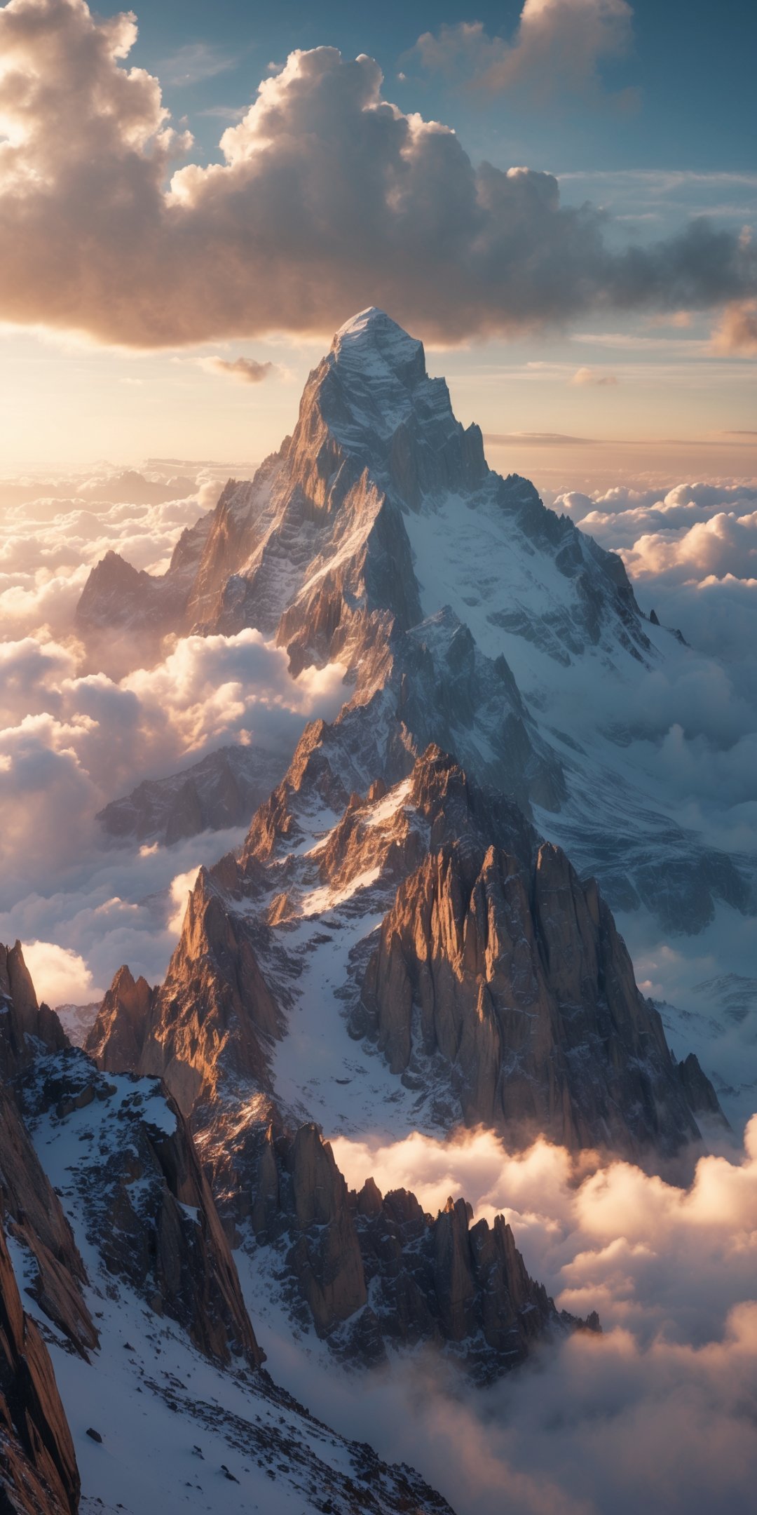 Epic Mountain Peak With Rugged Rocky Facades And S