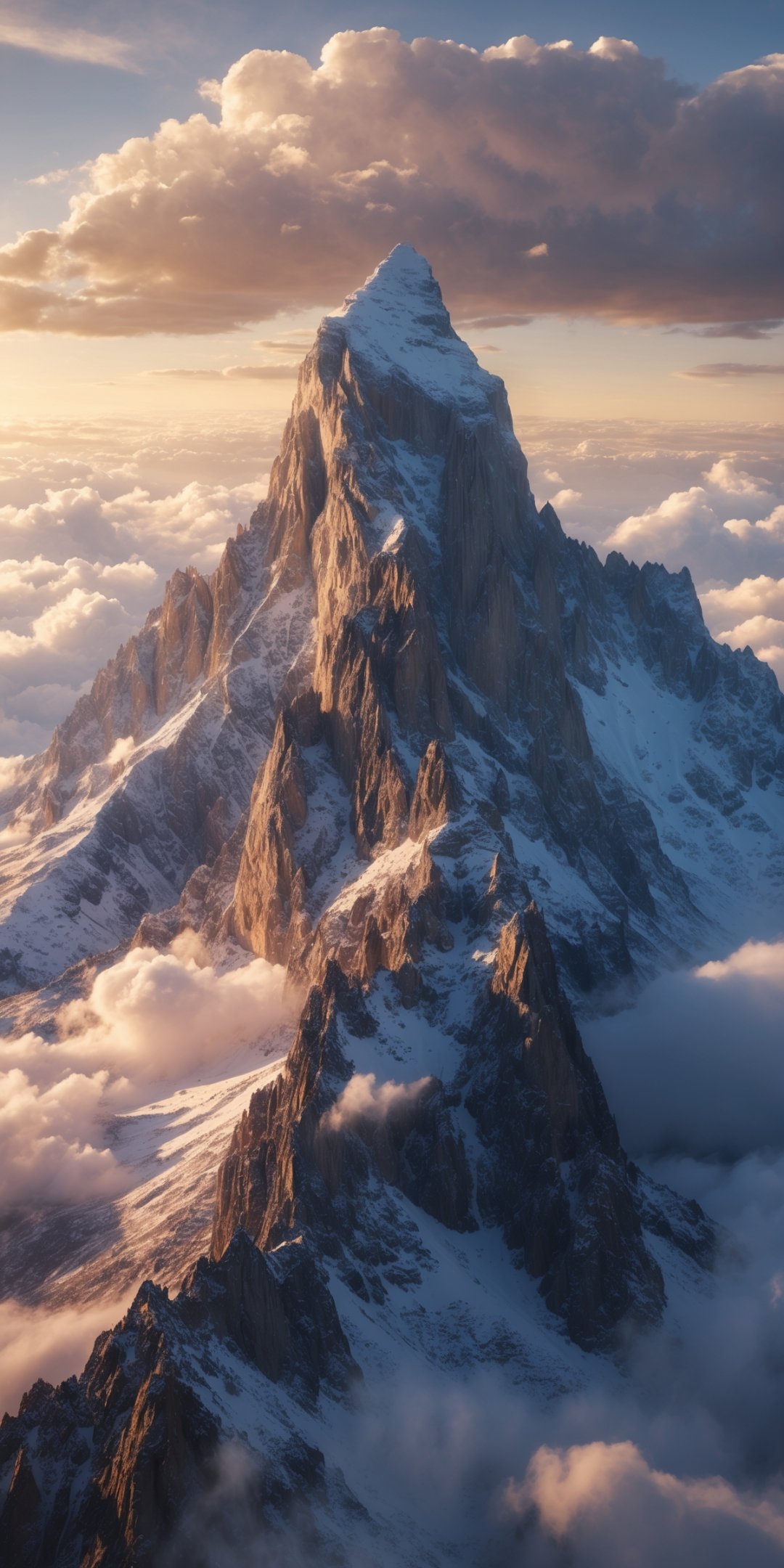 Epic Mountain Peak With Rugged Rocky Facades And S
