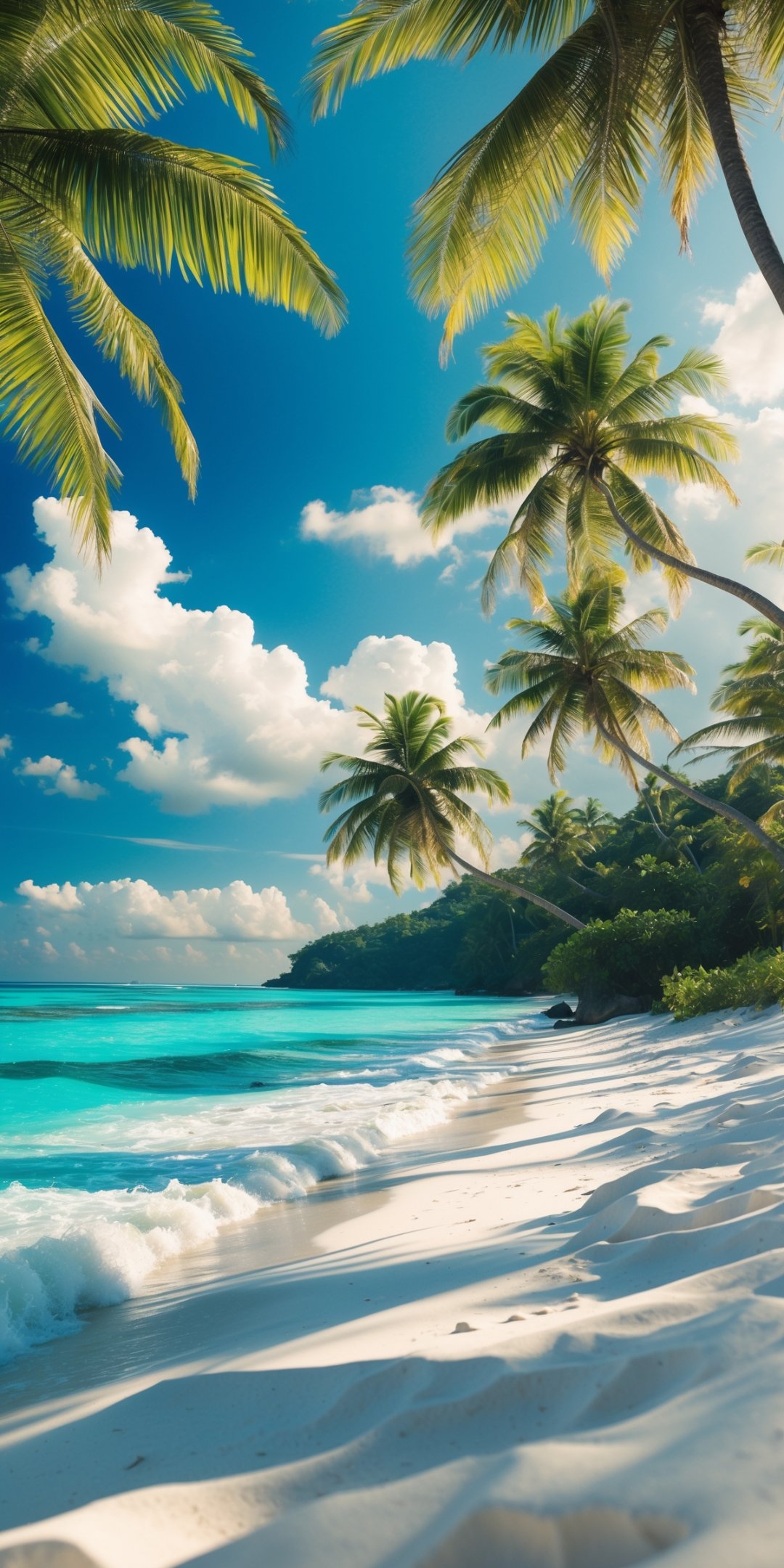 White Sand Tropical Beach With Soft Gentle Waves A