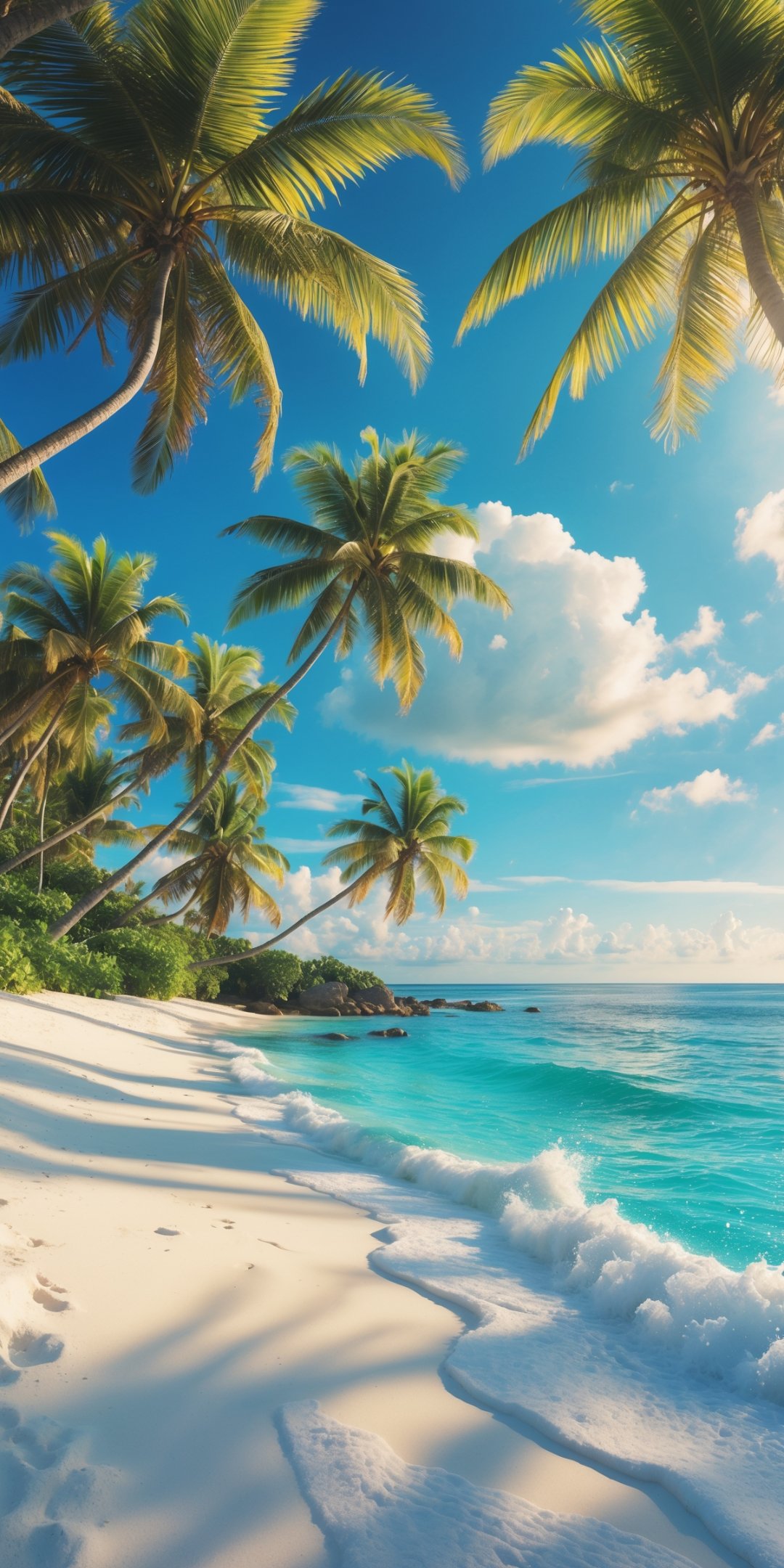White Sand Tropical Beach With Soft Gentle Waves A