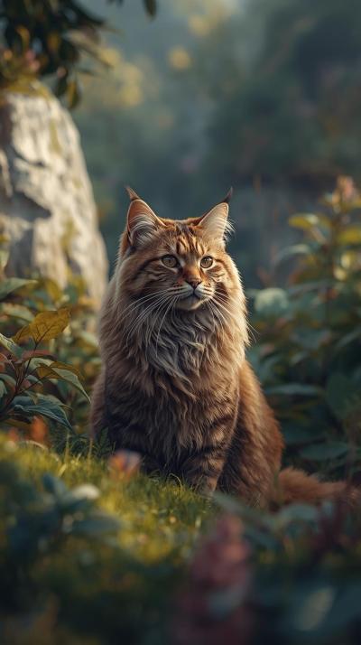 Cat In Nature Wallpaper