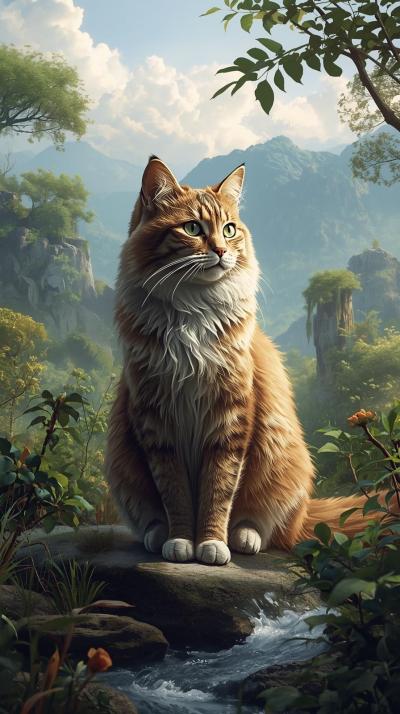 Cat In Nature Wallpaper