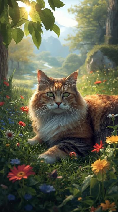 Cat In Nature Wallpaper