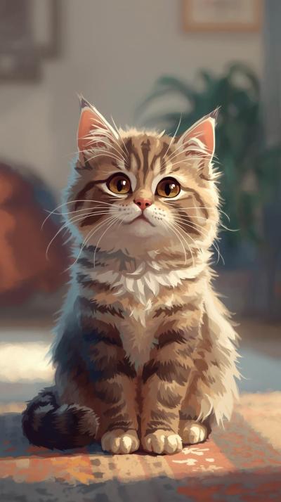 Cute Cat In House Wallpaper