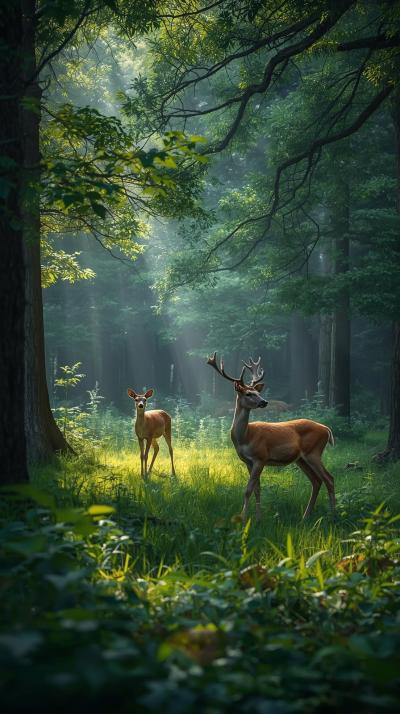 Deers In Nature Wallpaper