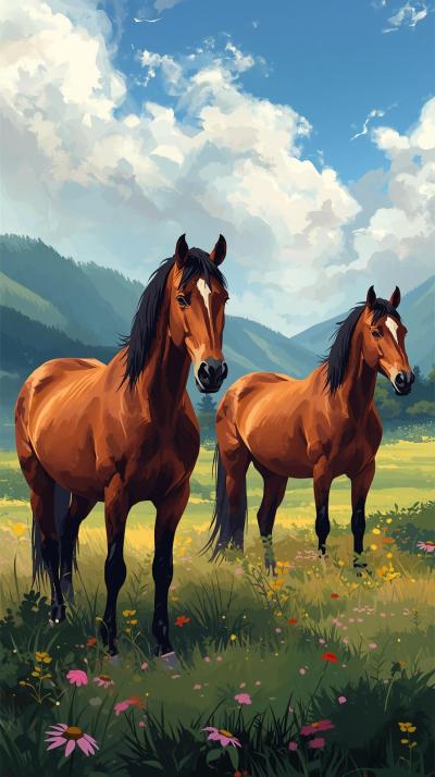 Horses In Nature Wallpaper