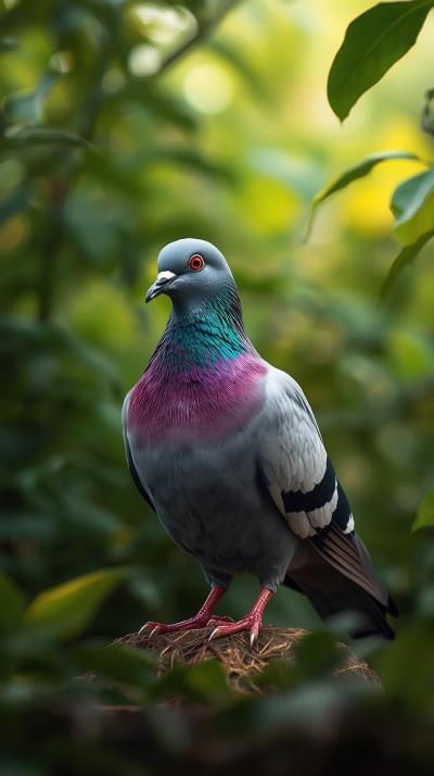 Random Color Pigeon In Nature Wallpaper