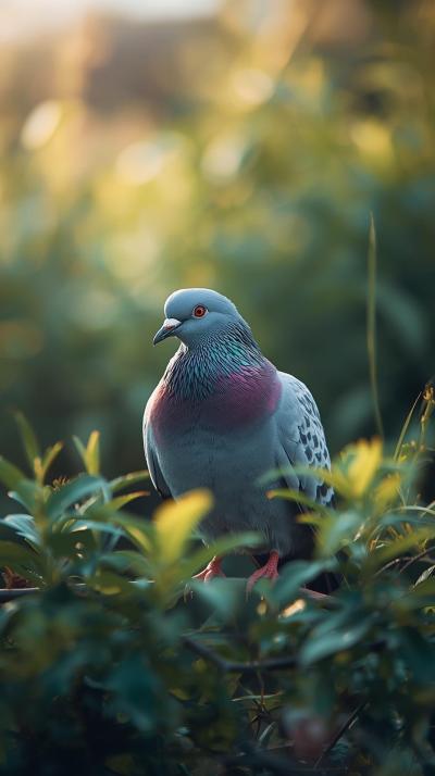 Random Color Pigeon In Nature Wallpaper