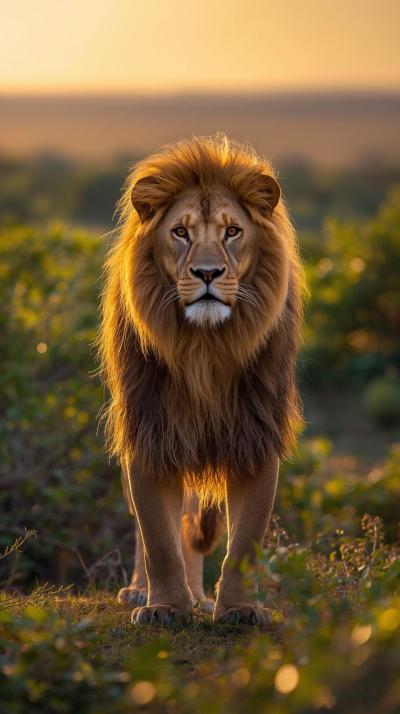 Setting Lion In Nature Wallpaper