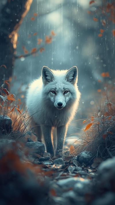 Snow Fox In Nature Wallpaper