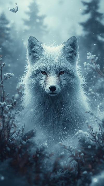 Snow Fox In Nature Wallpaper