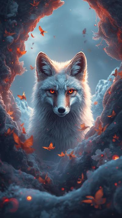 Snow Fox In Nature Wallpaper