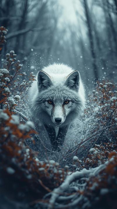 Snow Fox In Nature Wallpaper
