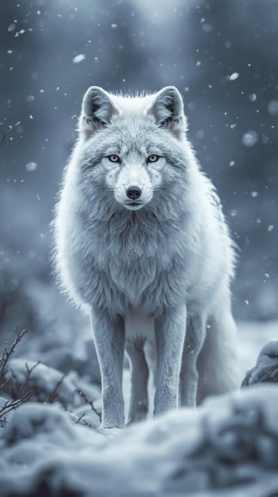 Snow Fox In Nature Wallpaper