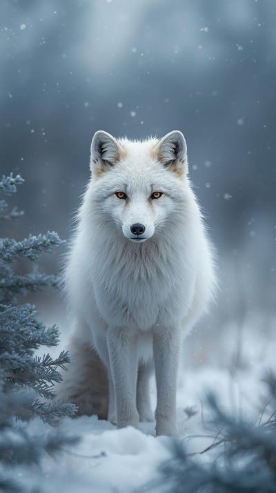 Snow Fox In Nature Wallpaper