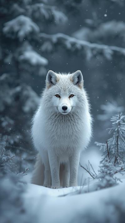 Snow Fox In Nature Wallpaper