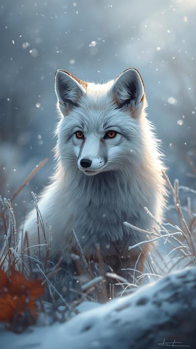 Snow Fox In Nature Wallpaper
