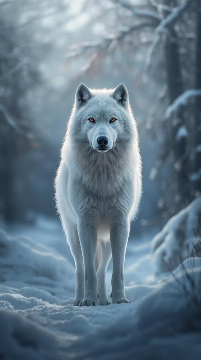 Snow Wolf In Nature Wallpaper
