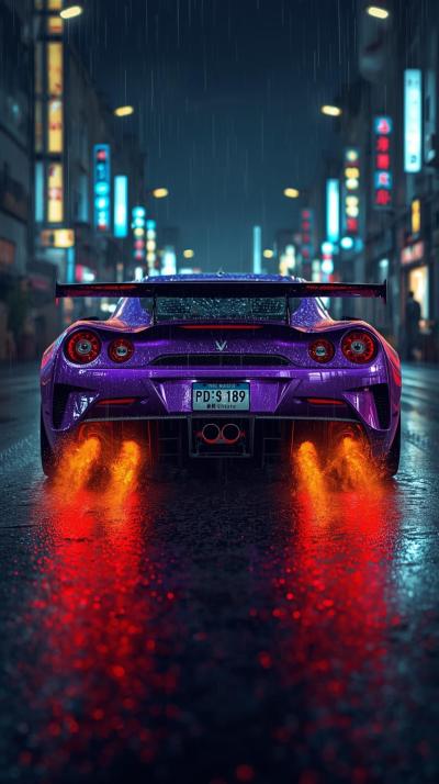 Purple Automotive Lighting Car