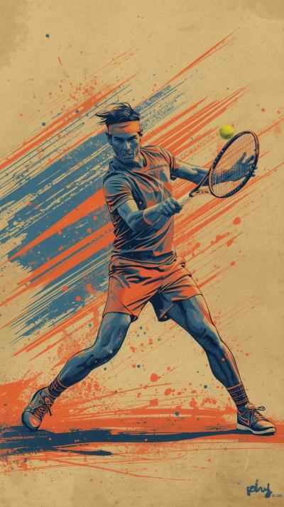 Rafael Nadal Backhand On Clay With Motion Lines Or