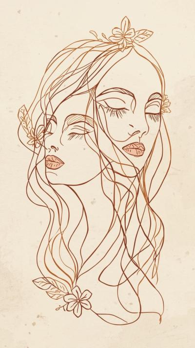 Boho Line Art Faces