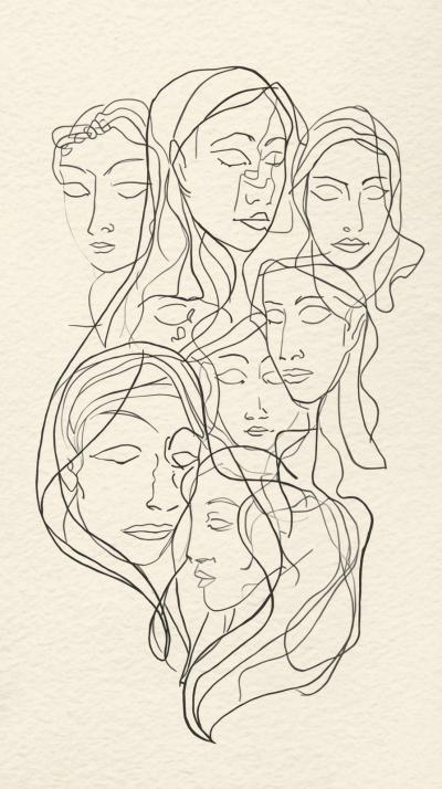 Boho Line Art Faces