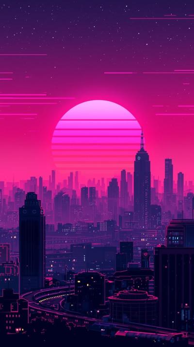 Retro Vaporwave Skyline