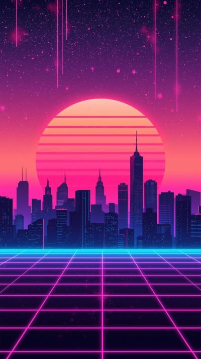 Retro Vaporwave Skyline