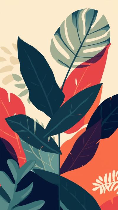 Tropical Leaf SilhouetteModern Bauhaus Blocks