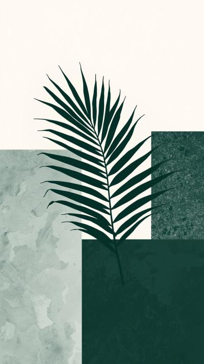 Tropical Leaf SilhouetteModern Bauhaus Blocks