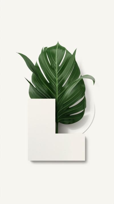 Tropical Leaf SilhouetteModern Bauhaus Blocks