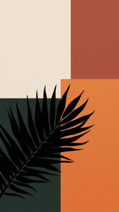 Tropical Leaf SilhouetteModern Bauhaus Blocks