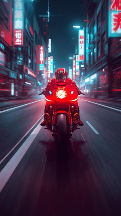 Akira Red Bike Neon Trail