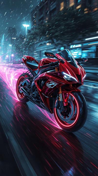 Akira Red Bike Neon Trail