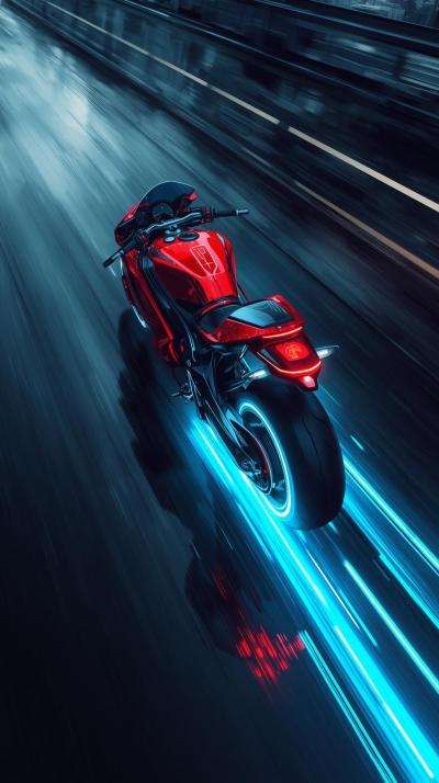 Akira Red Bike Neon Trail
