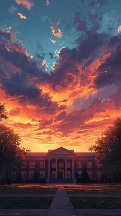 Angel Beats Afterlife School Sunset
