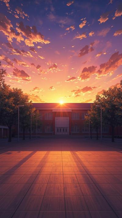 Angel Beats Afterlife School Sunset